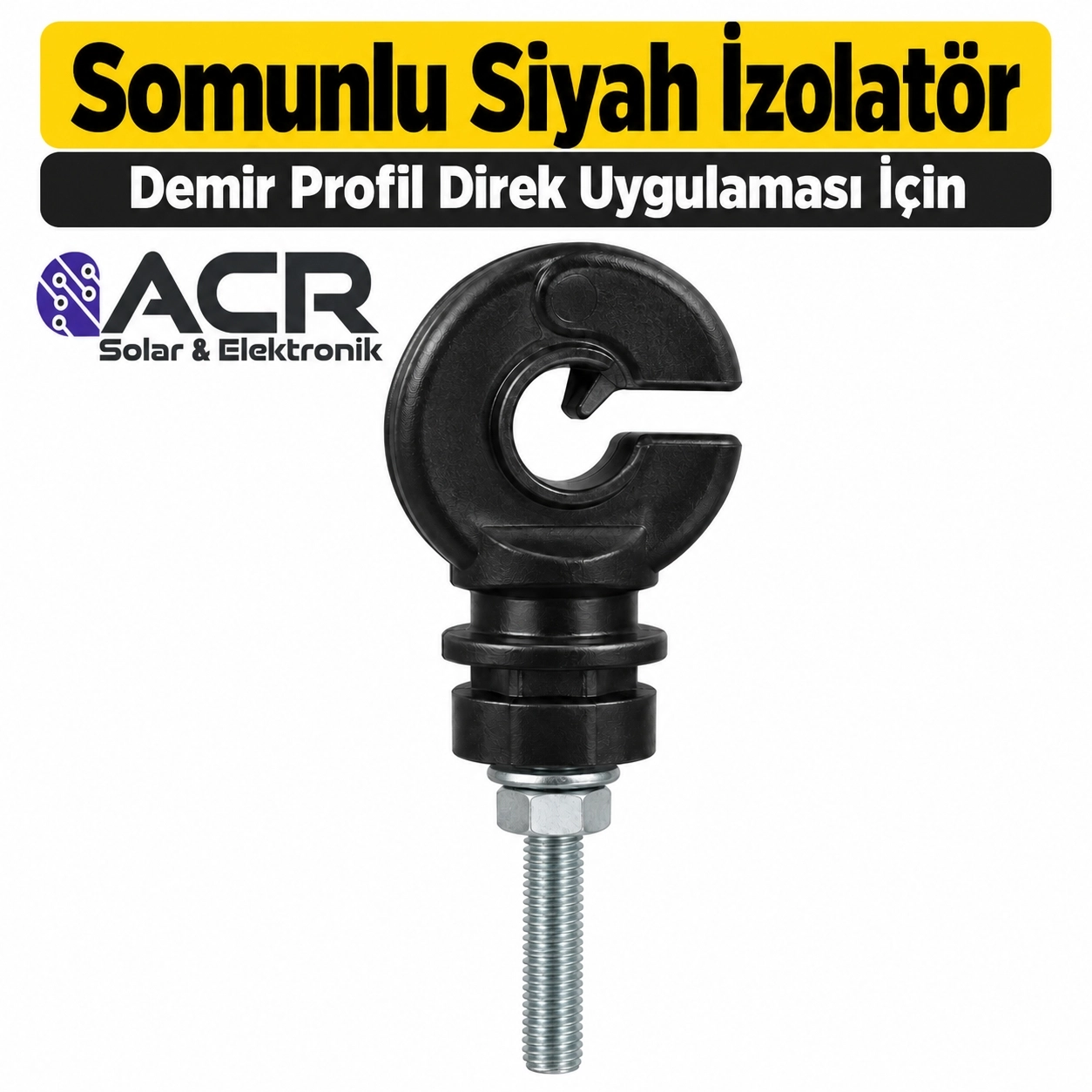 Somunlu Siyah Elektrikli Çit İzolatörü – Demir Profil Direk İçin