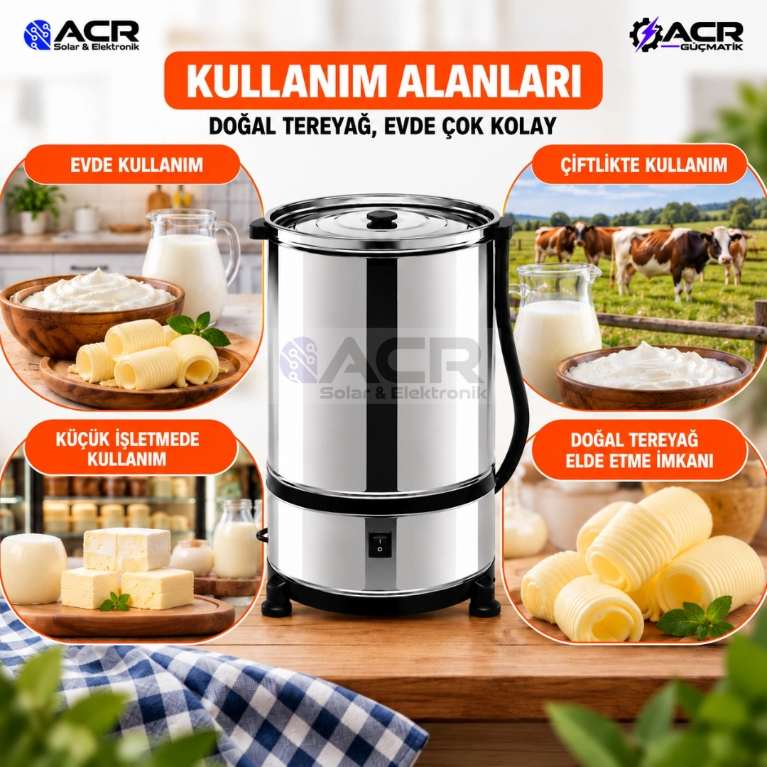 ACR 10 Litre Elektrikli Yayık Makinesi 260 W Metal İç Hazneli