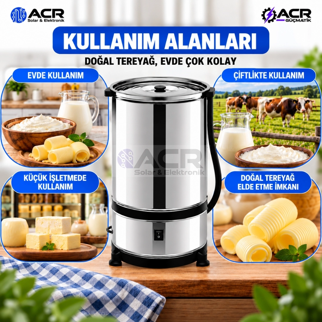 ACR Güçmatik 15 Litre Elektrikli Yayık Makinesi 260 W Metal Hazneli Tereyağı Yapma Makinesi
