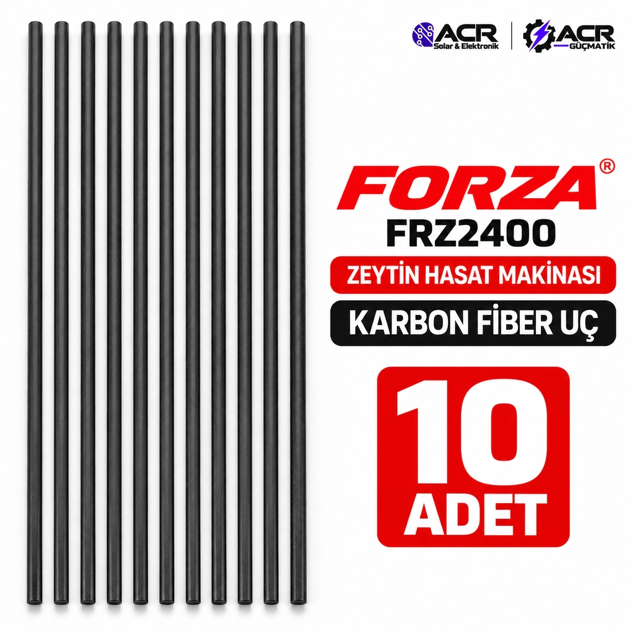 FORZA FRZ2400 Zeytin Hasat Makinesi Karbon Fiber Yedek Çubuk 5 mm – 10 Adet