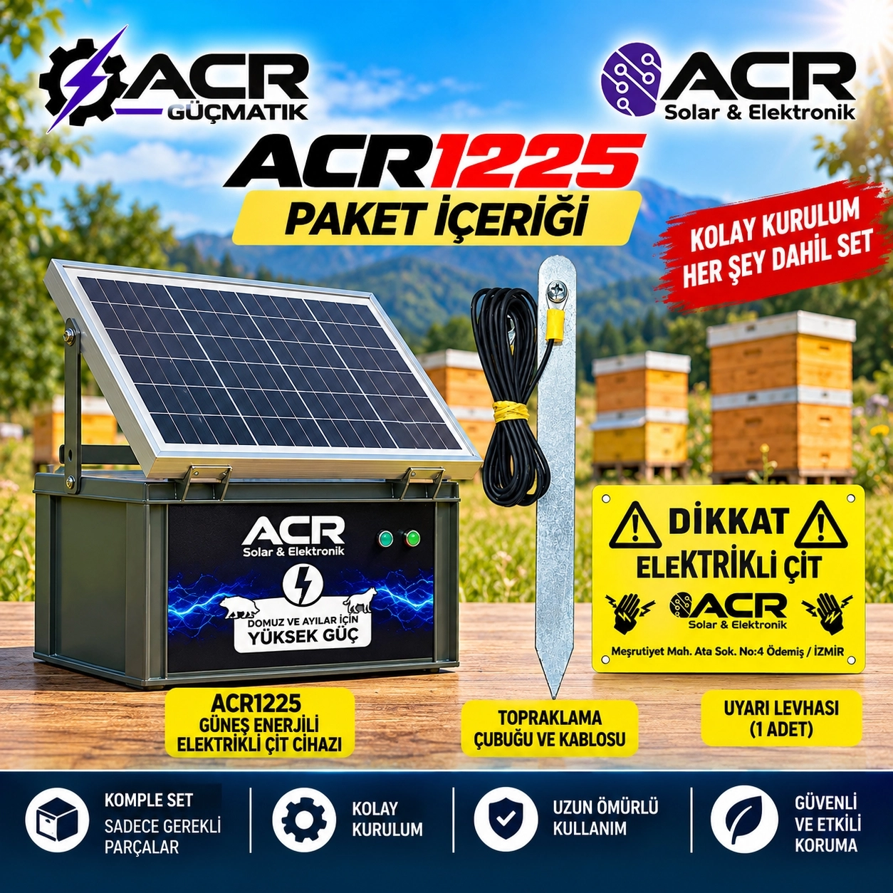   ACR1225 Güneş Enerjili Elektrikli Çit Sistemi – 25.000 Volt