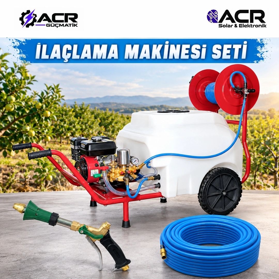 ACR Güçmatik Bartech İlaçlama Makinesi Tetikli Tabancalı PM100 –  Benzinli – 100 Litre – 7 HP – 30’luk Pompa – 100 Metre Hortumlu