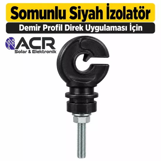 Somunlu Siyah Elektrikli Çit İzolatörü – Demir Profil Direk İçin