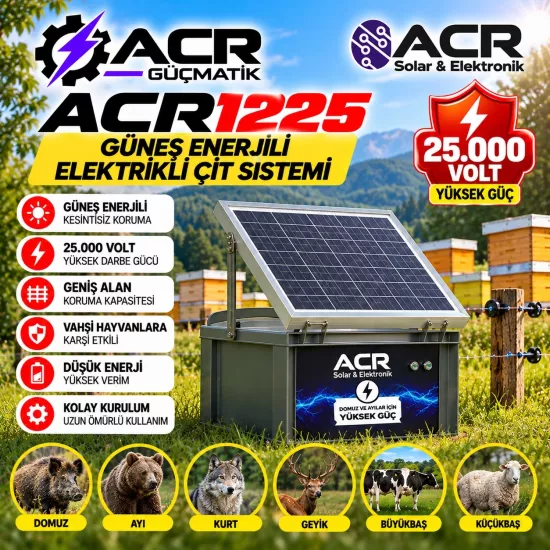   ACR1225 Güneş Enerjili Elektrikli Çit Sistemi – 25.000 Volt