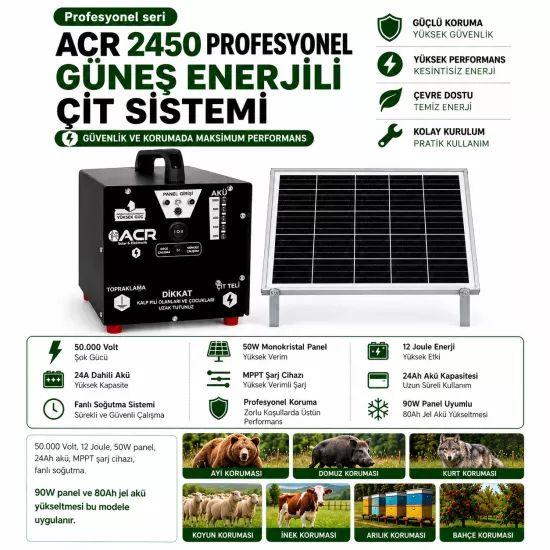 ACR2450 PLUS Güneş Enerjili Elektrikli Çit Sistemi