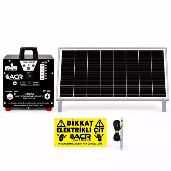 ACR2450 PLUS Akülü Güneş Enerjili Elektrikli Çit Sistemi – 90W Panel – Gece/Gündüz Modlu