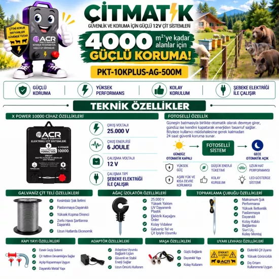 XPower 10KP 4000 m² Galvaniz Çit Paketi | ÇİTMATİK