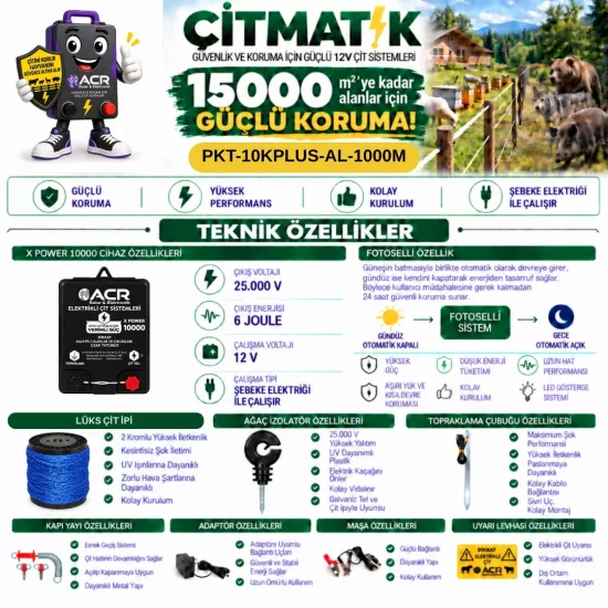 XPower 10KP 15000 m² Lüks tel Çit Paketi | ÇİTMATİK