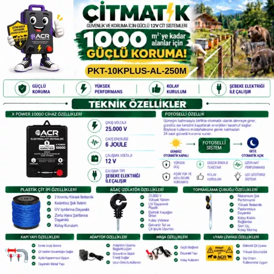 XPower 10KP 1000 m² Lüks Çit Paketi | ÇİTMATİK