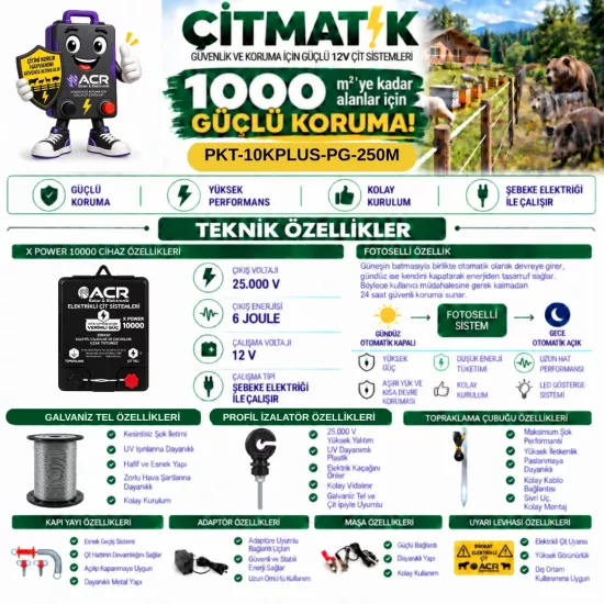 XPower 10KP 1000 m² Galvaniz Çit Paketi | ÇİTMATİK