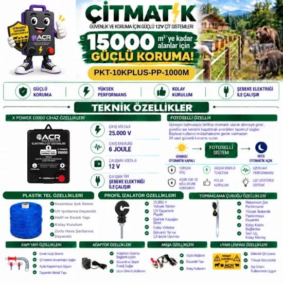 XPower 10KP 15000 m² Galvaniz Çit Paketi | ÇİTMATİK