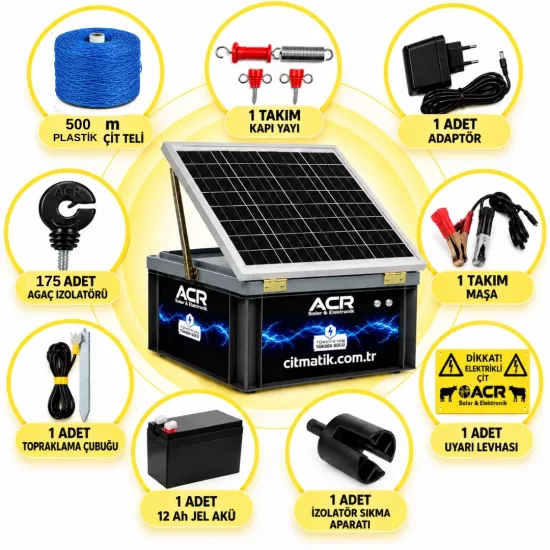 ACR1225 KOMPAKT | 1000 m² ye kadar elektrikli çit paketi | Ağaç İzolatörlü | Plastik Çit İpli