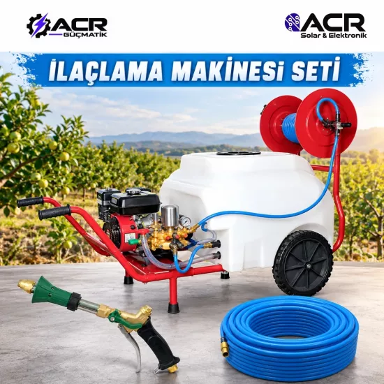 ACR Güçmatik Bartech PM200 Benzinli İlaçlama Makinesi – 200 Litre – 7 HP – 22’lik Pompa – 100 Metre Hortum – Tetikli Tabanca